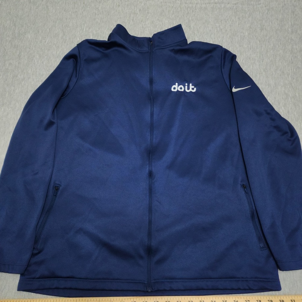Nike Dri FIT Track Jacket Mens XL Extra Large Blue Full Zip Polyester Fleece - Picture 1 of 6